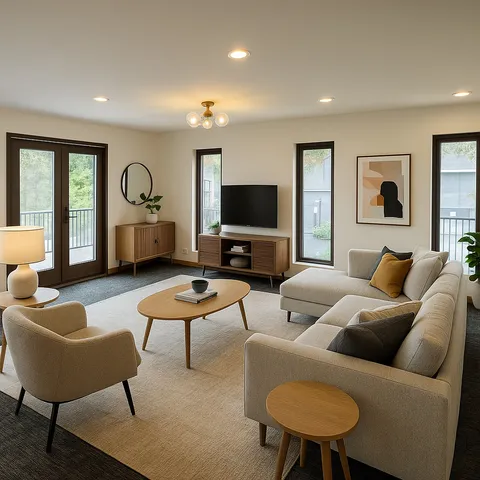 a living room with furniture and a flat screen tv