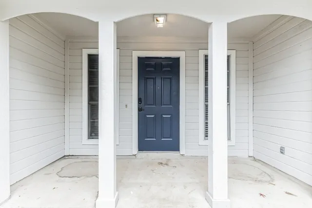 front view of a house with a door