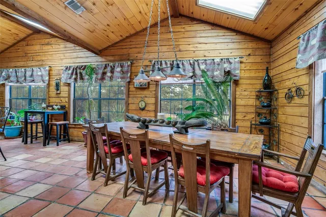 a view of a tables and chairs in patio