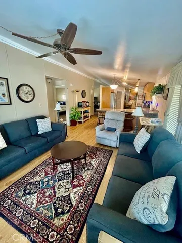 a living room with furniture and a rug