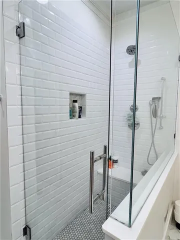 a bathroom with a shower