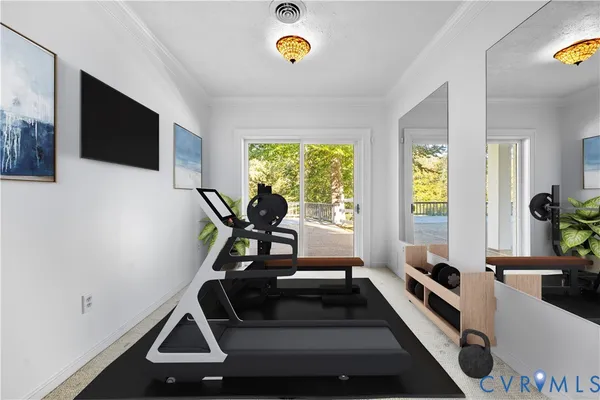 a projector room with furniture