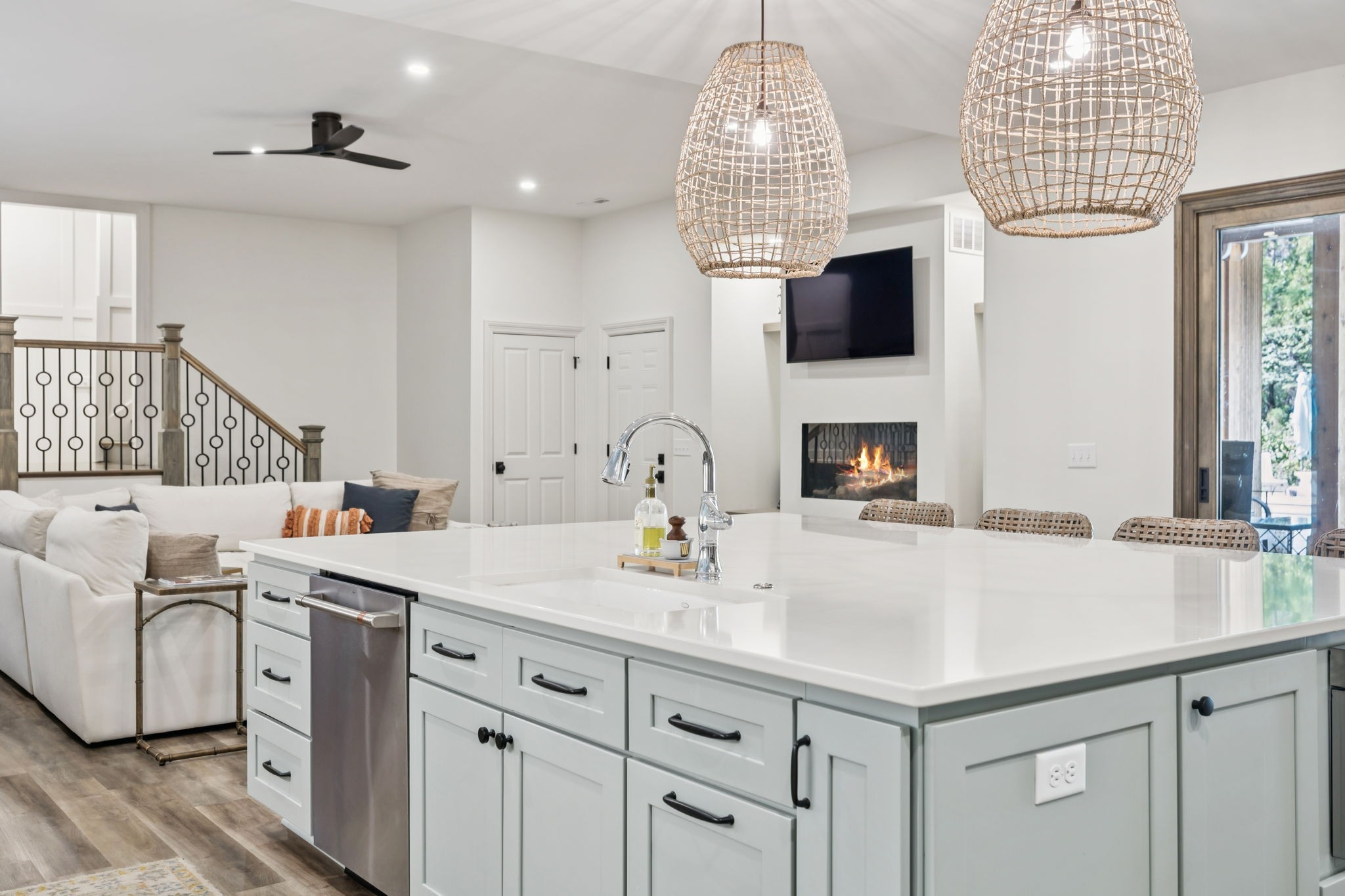829 Highgrove Circle Franklin, TN 37069 - Photo 47 of 98 a view of living room with granite countertop furniture a fireplace and a chandelier