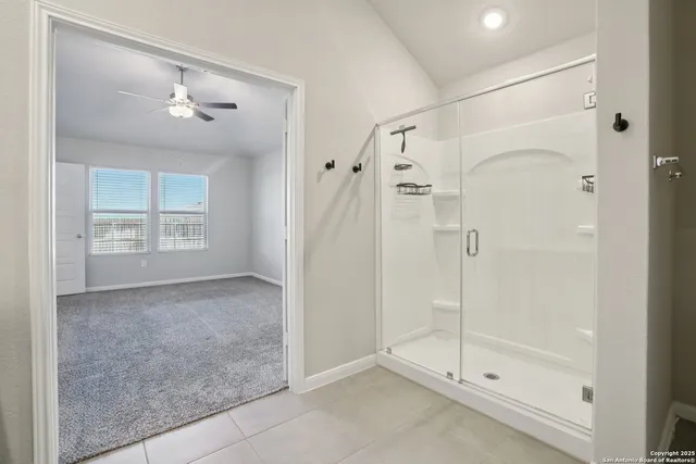 a view of an empty walk in closet