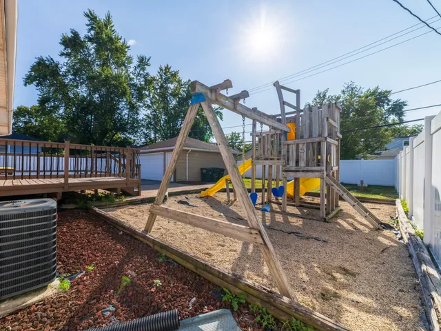 a view of a park with slide