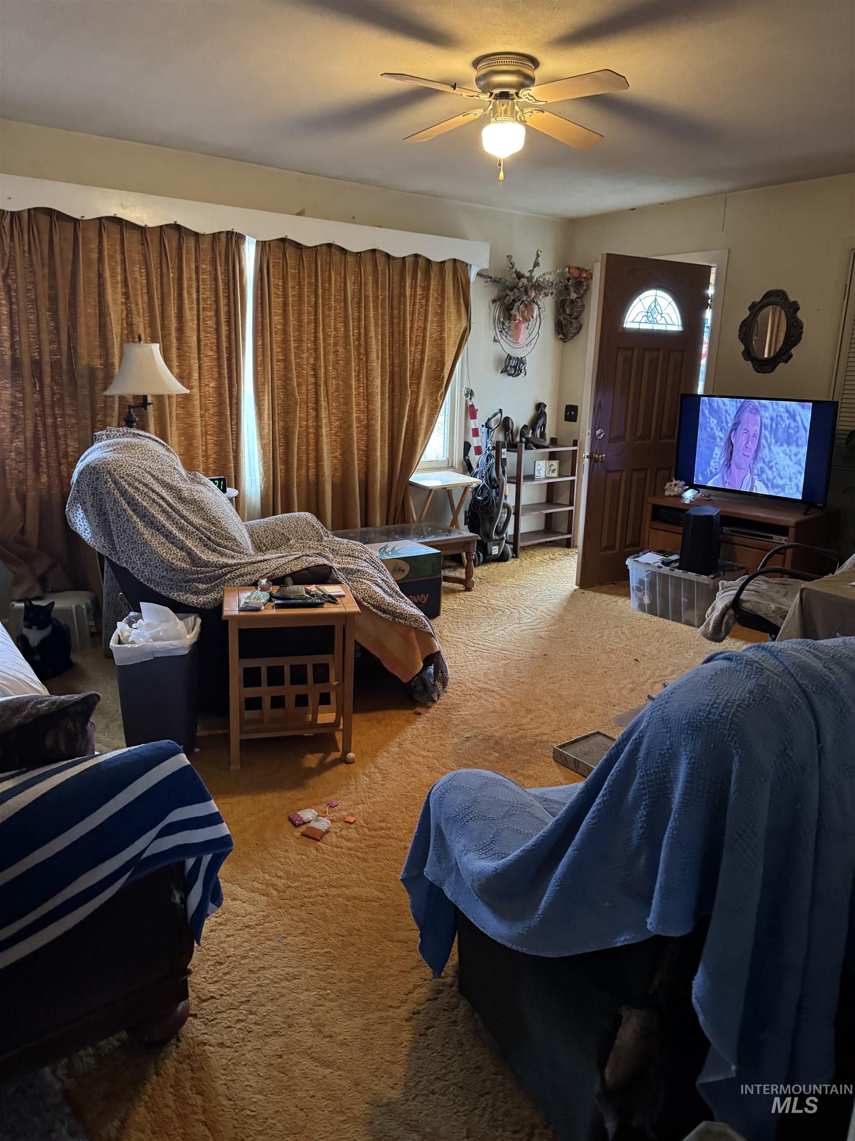 416 North 2nd Street Nyssa, OR 97913 - Photo 15 of 24 Living room with carpet flooring and a ceiling fan