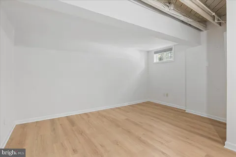 an empty room with a workbench