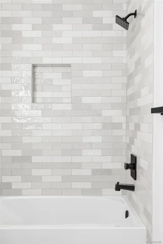 a bathroom with a bathtub