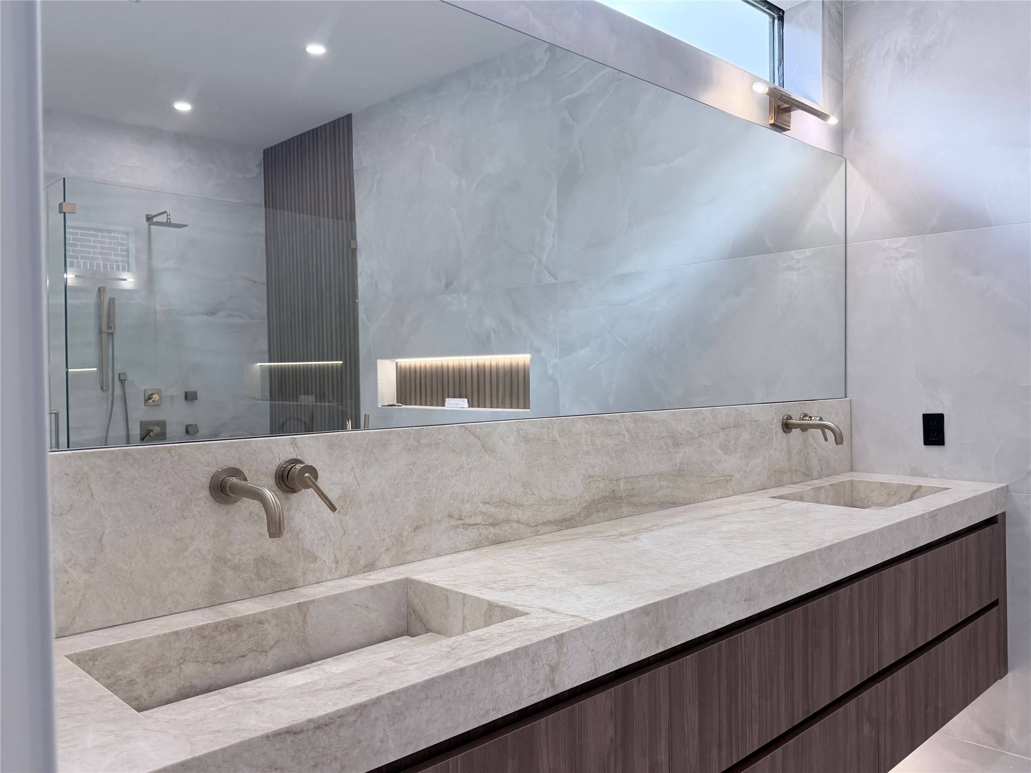 827 Bunker Hill Road Houston, TX 77024 - Photo 15 of 38 Master bathroom vanity with taj mahal quartzite
