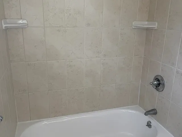 a bathroom with a tub