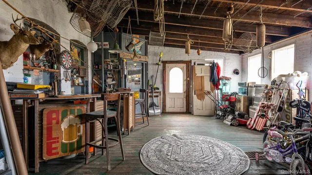 a view of garden with flowers and trees