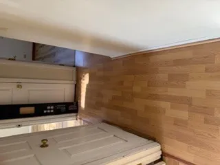 a bathroom with a bathtub and shower