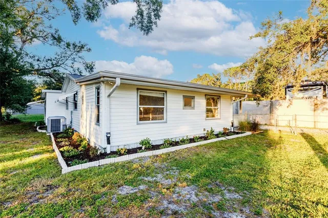 a view of backyard of house