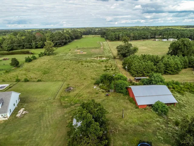 a view of a lake with a city