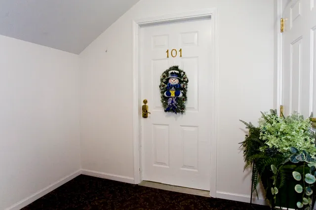 a view of storage and utility room with a potted plant