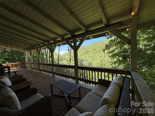 a balcony with furniture
