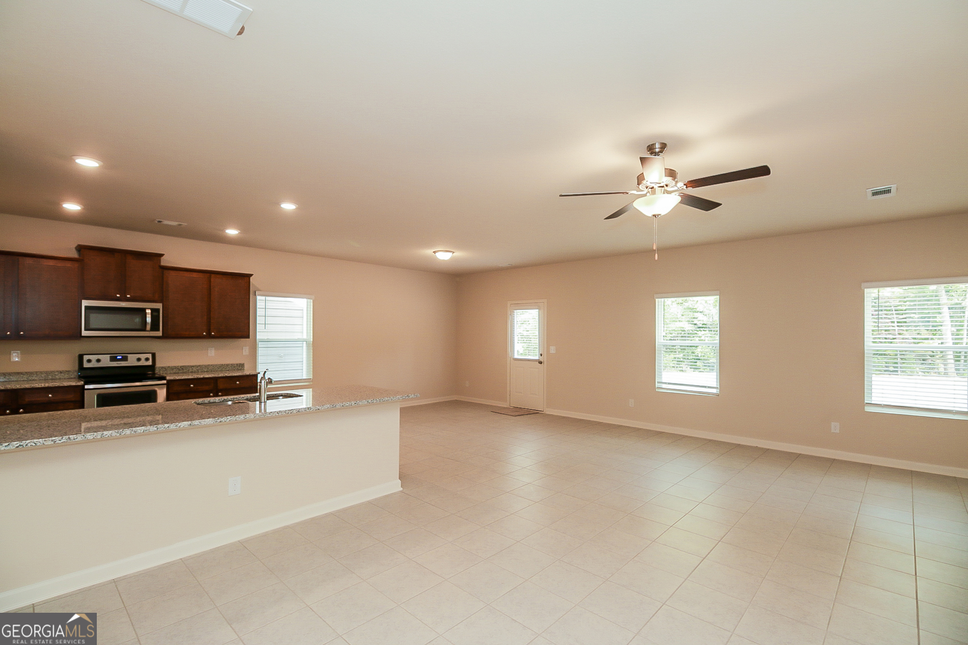 10902 Wheeler Trace Hampton, GA 30228 - Photo 2 of 17 an empty room with windows and ceiling fan