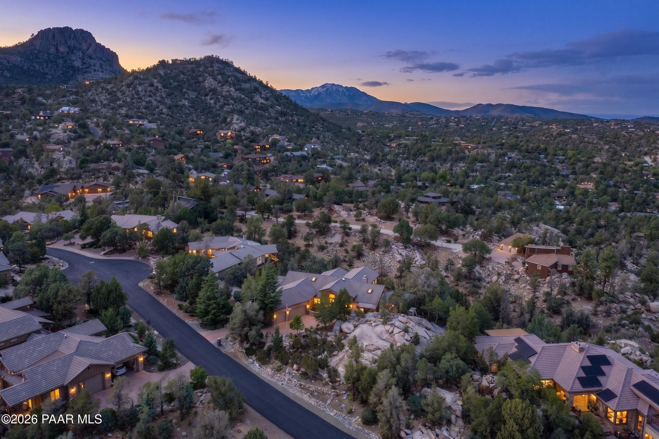 2020 Rustic Timbers Lane Prescott, AZ 86303 - Photo 46 of 62 Aerial Overview Sunset