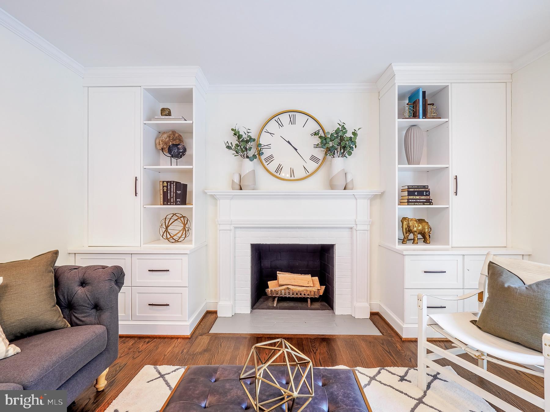 5606 Jordan Road Bethesda, MD 20816 - Photo 4 of 49 Fireplace with custom built-ins