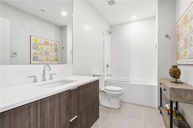 an outdoor space with seating