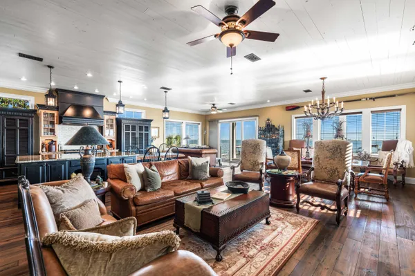 a living room with furniture