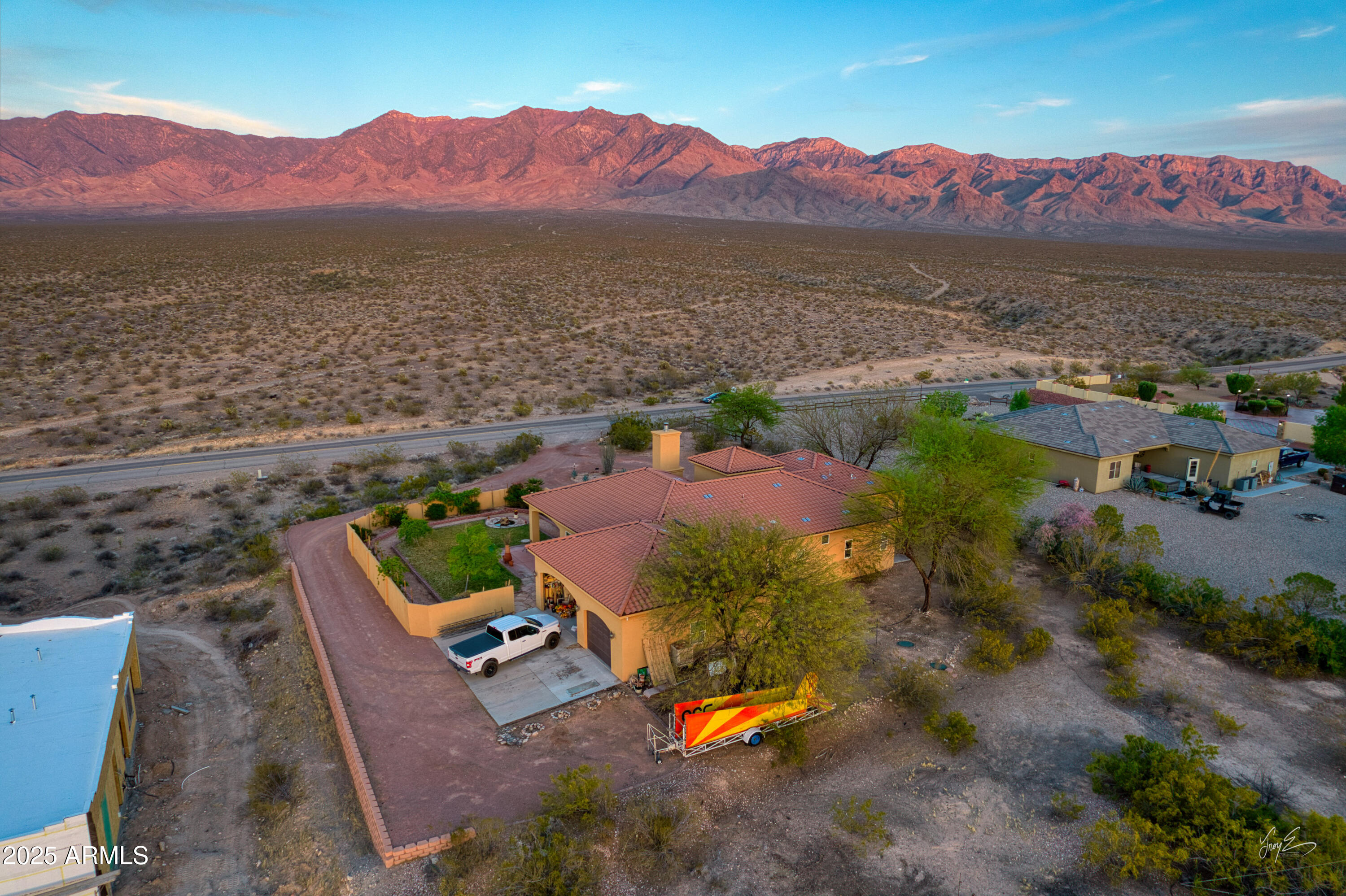 2601 South Frehner Road Littlefield, AZ 86432 - Photo 30 of 32 an aerial view of a house with a garden