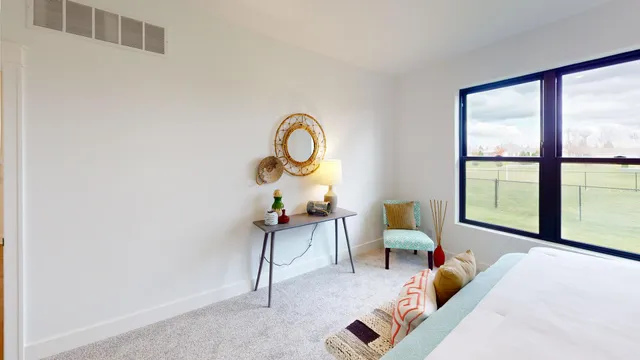 a view of a small space with a window