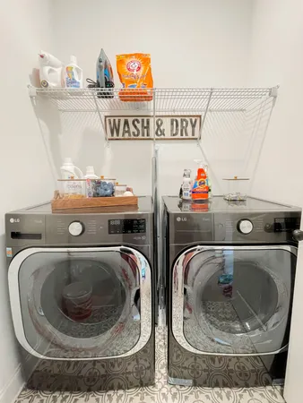 a utility room with a washer and dryer