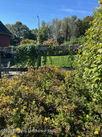 a view of a field with an ocean