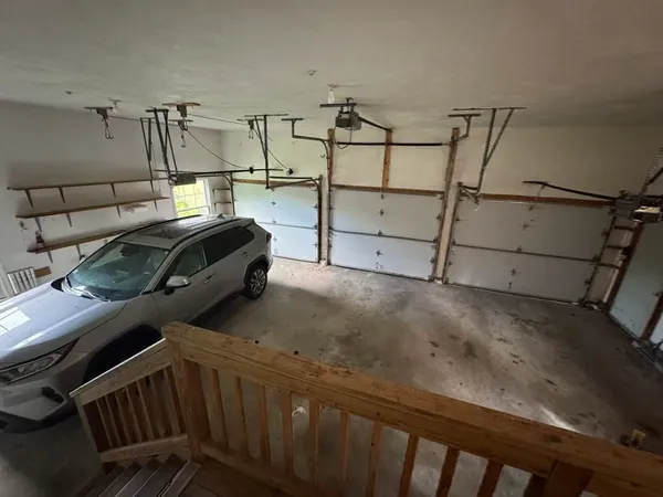 a car parked in a garage