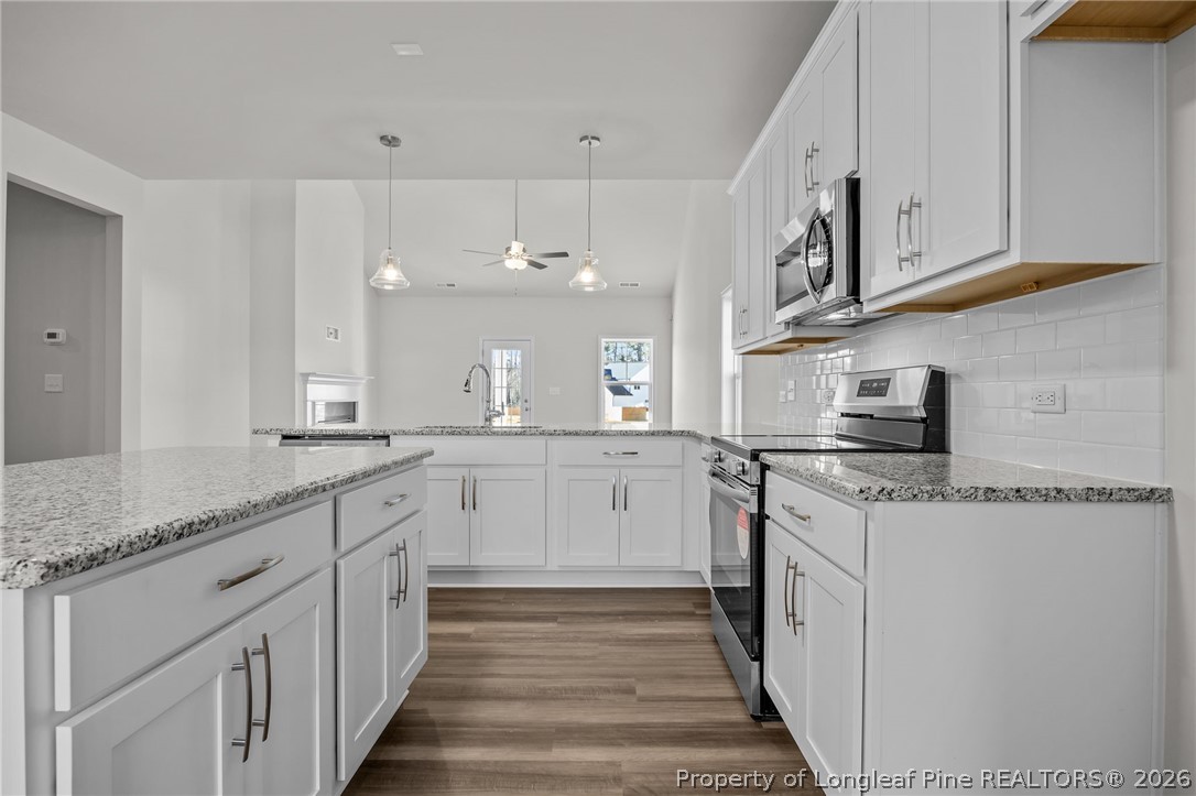287 Elijah Way Vass, NC 28394 - Photo 17 of 49 a kitchen with granite countertop a sink and cabinets