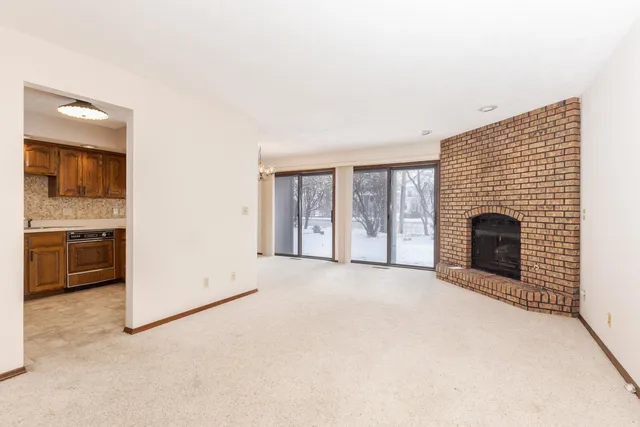 a view of a livingroom with a fireplace