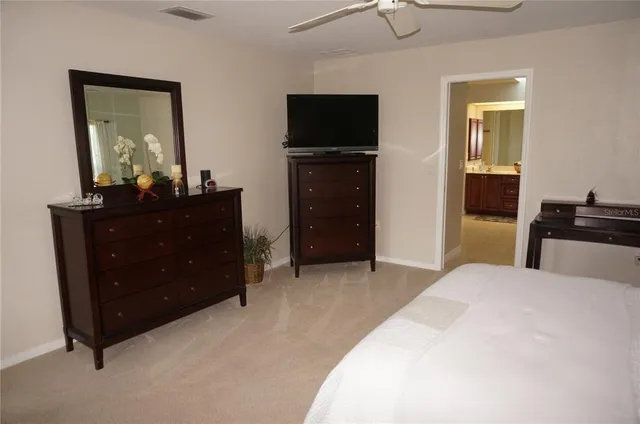 a bed room with a bed and a television
