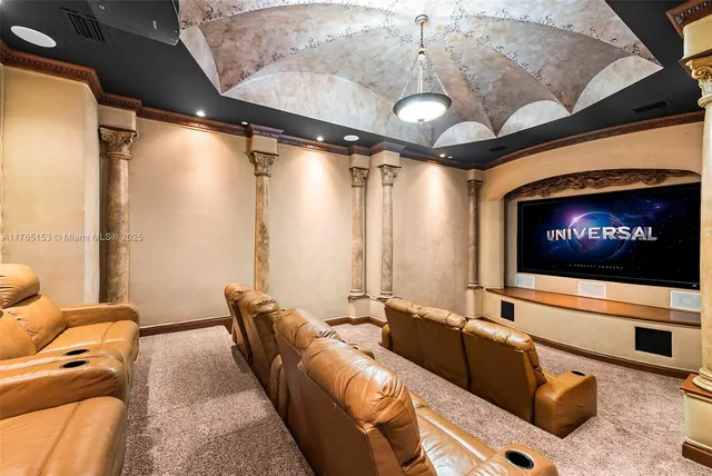 an aerial view of a house with outdoor space