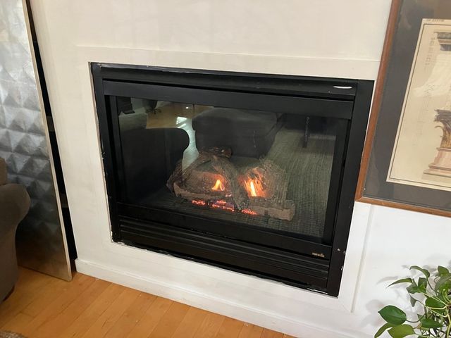 a close view of fireplace