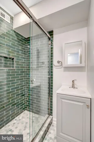 an empty room with a workbench