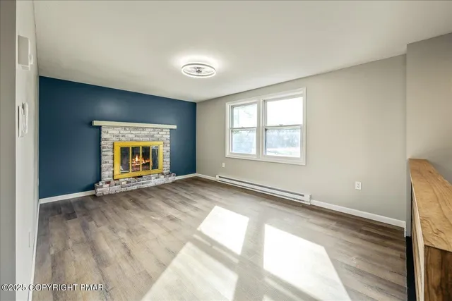 an empty room with windows