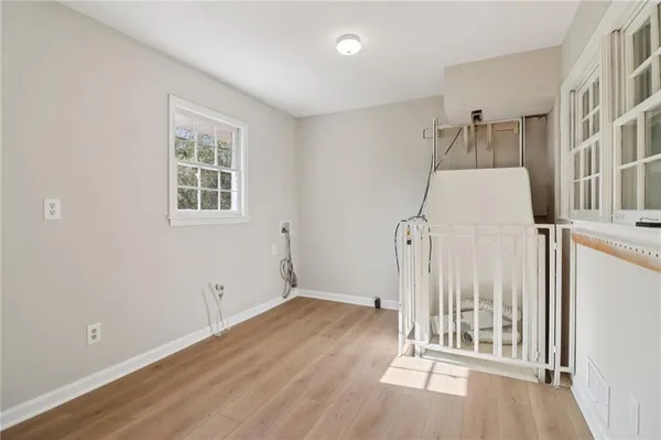 an empty room with windows