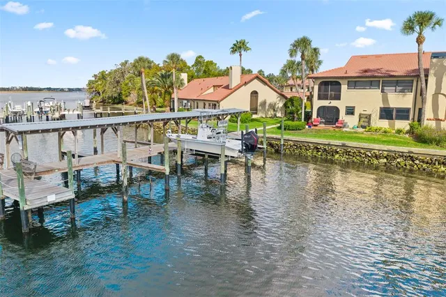 a view of a garden with sitting area