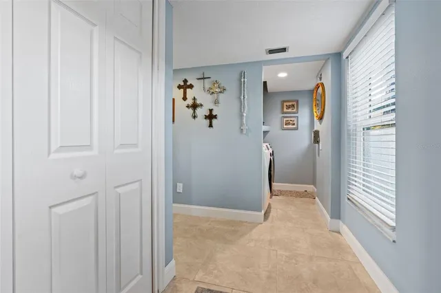 a living room with furniture a couch and a potted plant