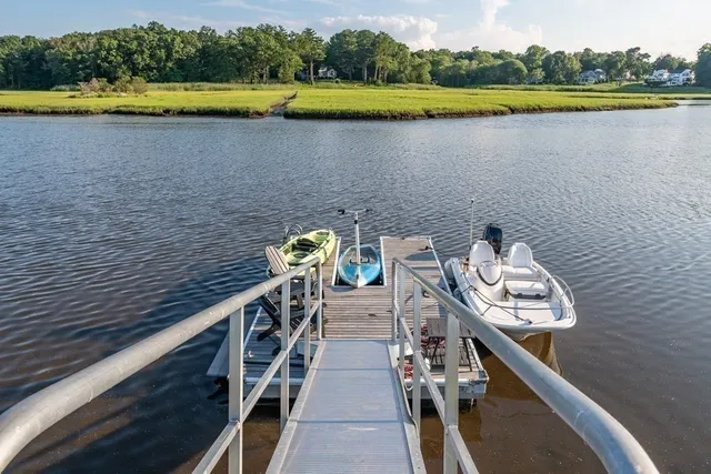 a view of a lake with a mountain in the background
