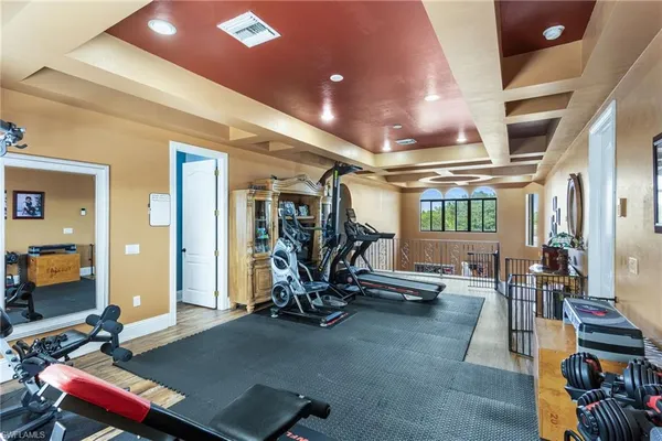 a view of a room with gym equipment