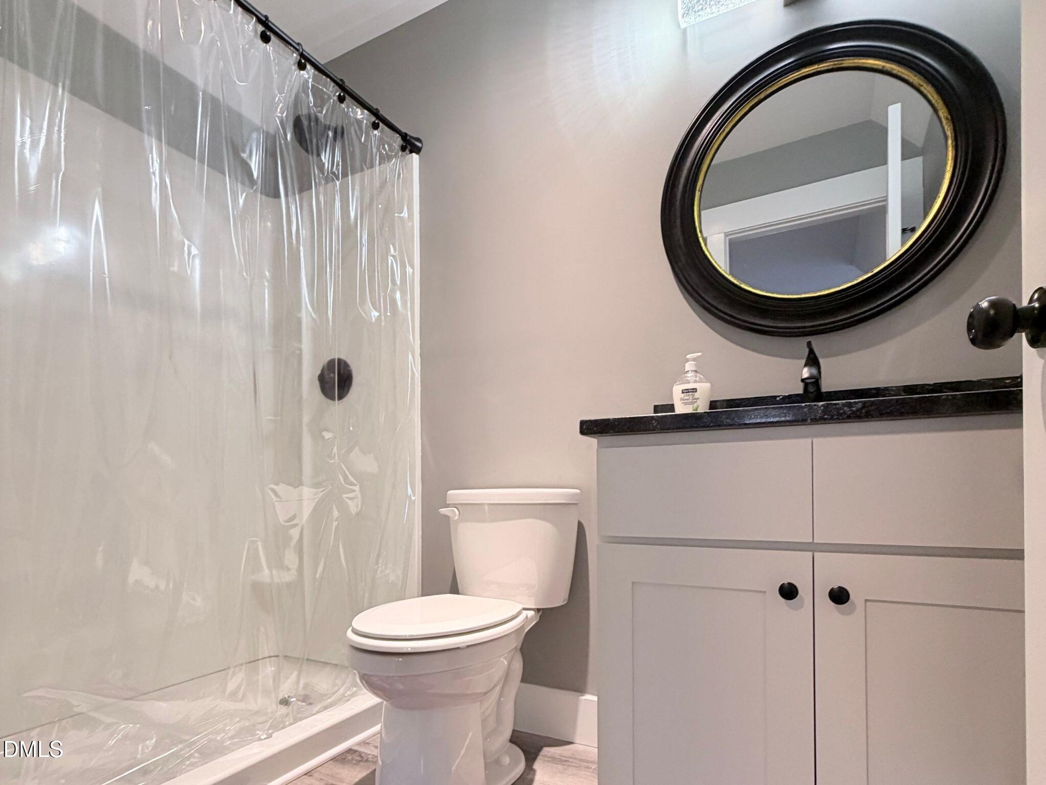 55 Running Deer Path Timberlake, NC 27583 - Photo 25 of 29 a bathroom with a sink a toilet and a mirror