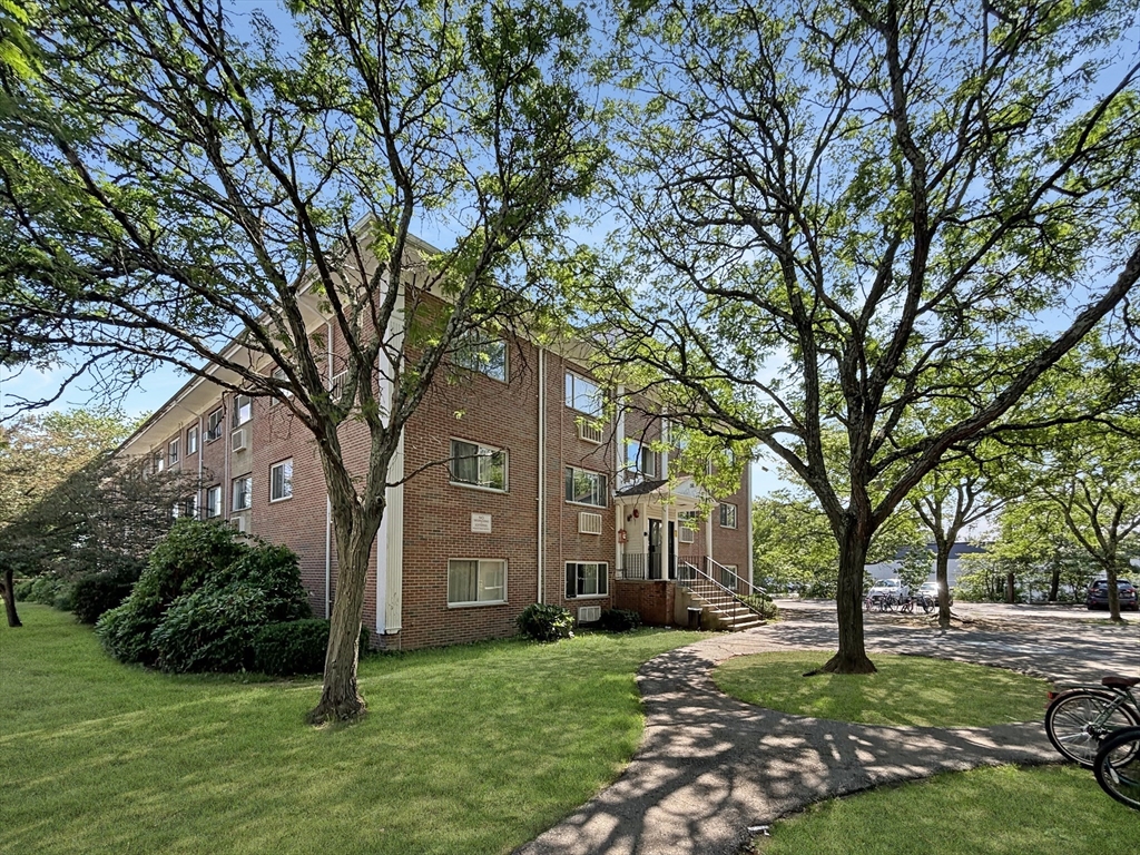 150 2nd Street, Unit 310 Framingham, MA 01702 - Photo 2 of 10 a tree in front of a brick house with a large tree
