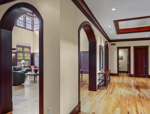 a spacious bathroom with a granite countertop tub and a sink