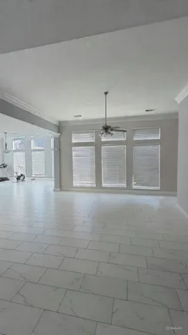 a view of a room with an empty shelf
