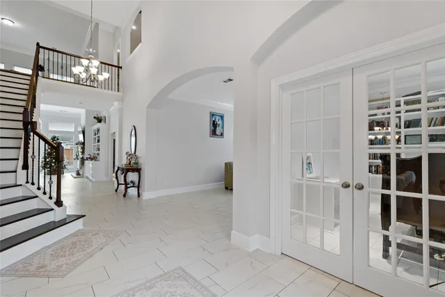 a view of an entryway with stairs