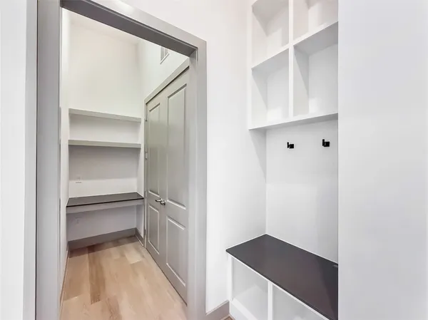 a view of walk in closet with empty racks