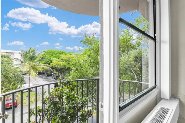 a view of a balcony with lake view