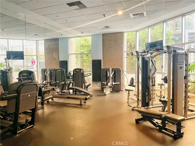 a view of a room with gym equipment